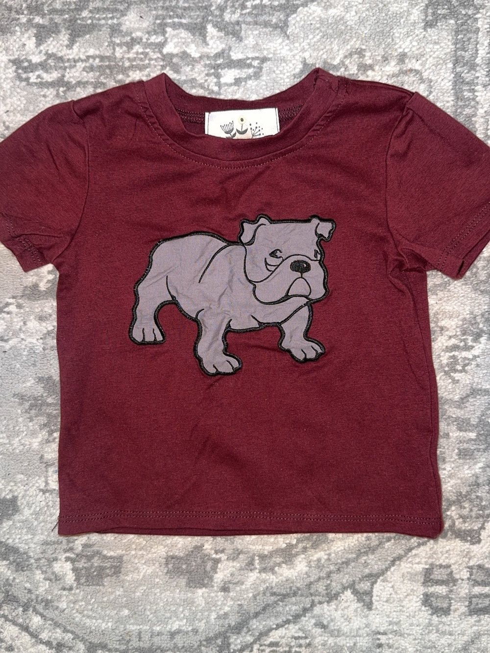 Kids Burgundy Bulldog Graphic Tee - Unbranded